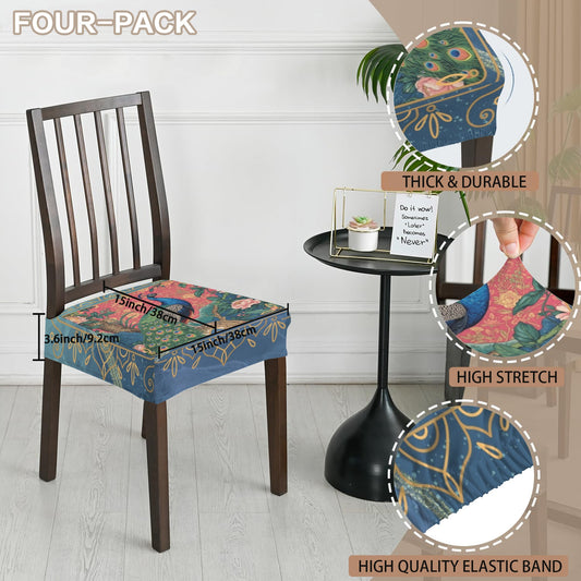 Elegant Peacock Blue Marbled Floral Designed Chair Covers - Splash of Color Co.