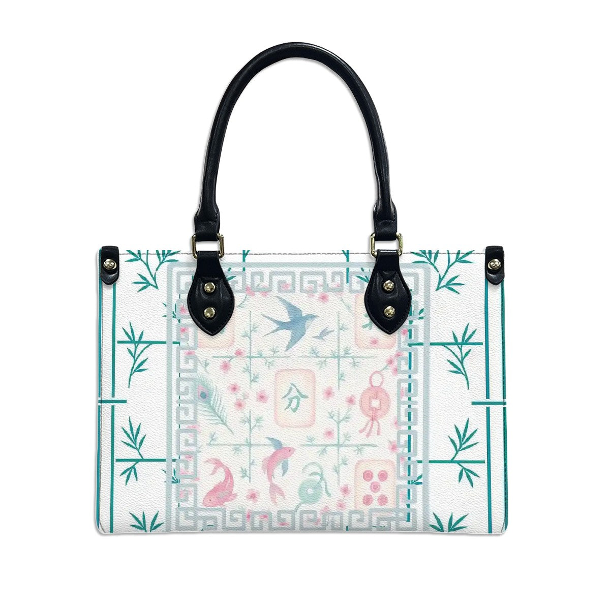 Preppy Mahjong Handbag, Shoulder Bag, Pastel Blue, Green Pink Yuppy Tote Bag for Women