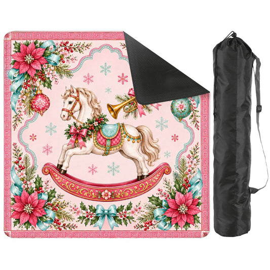 Magical Christmas Mahjong Mat Rocking Horse - Splash Of Mahj And Color Co.
