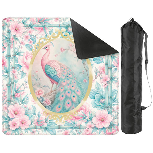 Pretty Pastel Peacock Chinoiserie Blossoms Mahjong Mat - Splash of Color Co.
