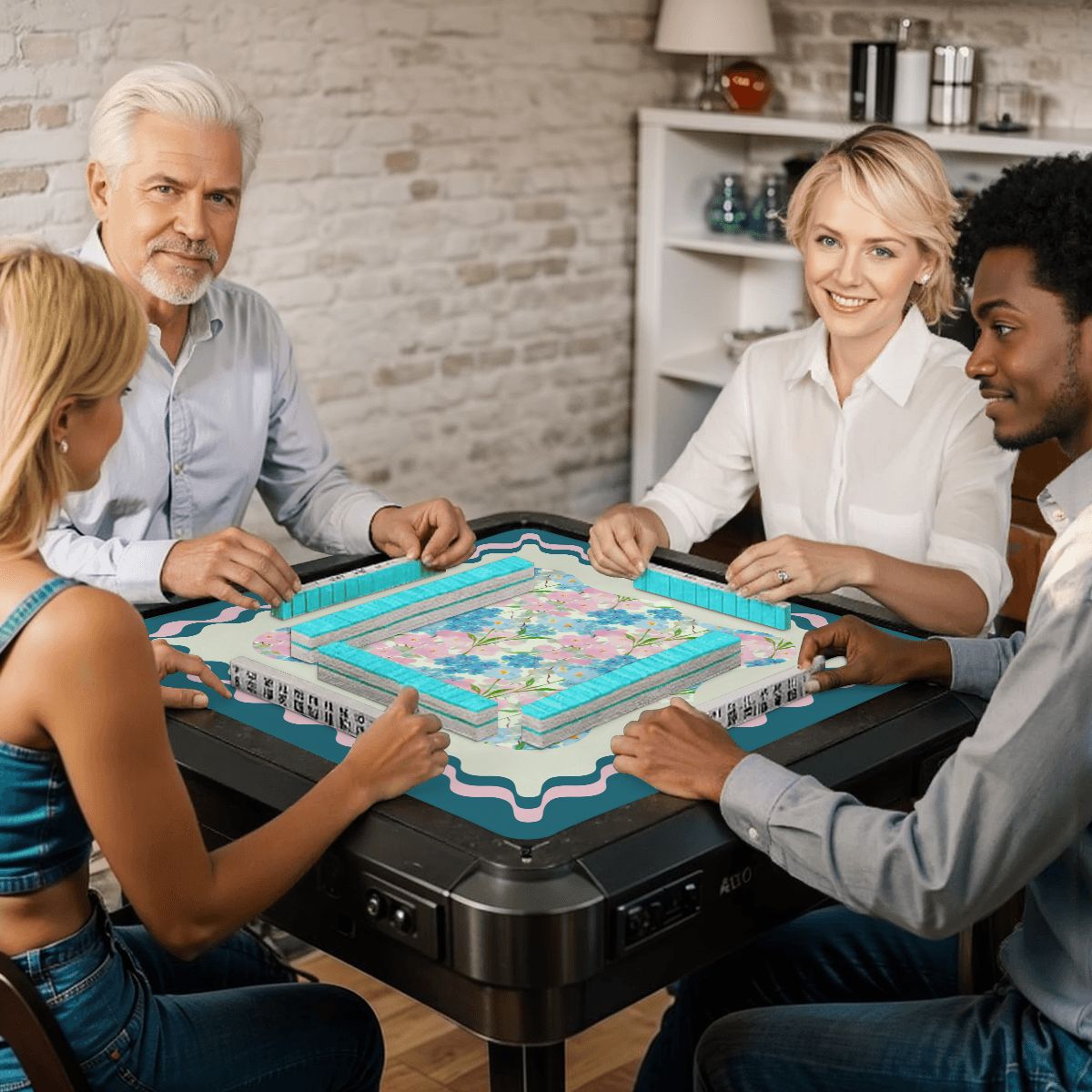 Tealara Bloom Mahjong Mat - Splash of Color Co.