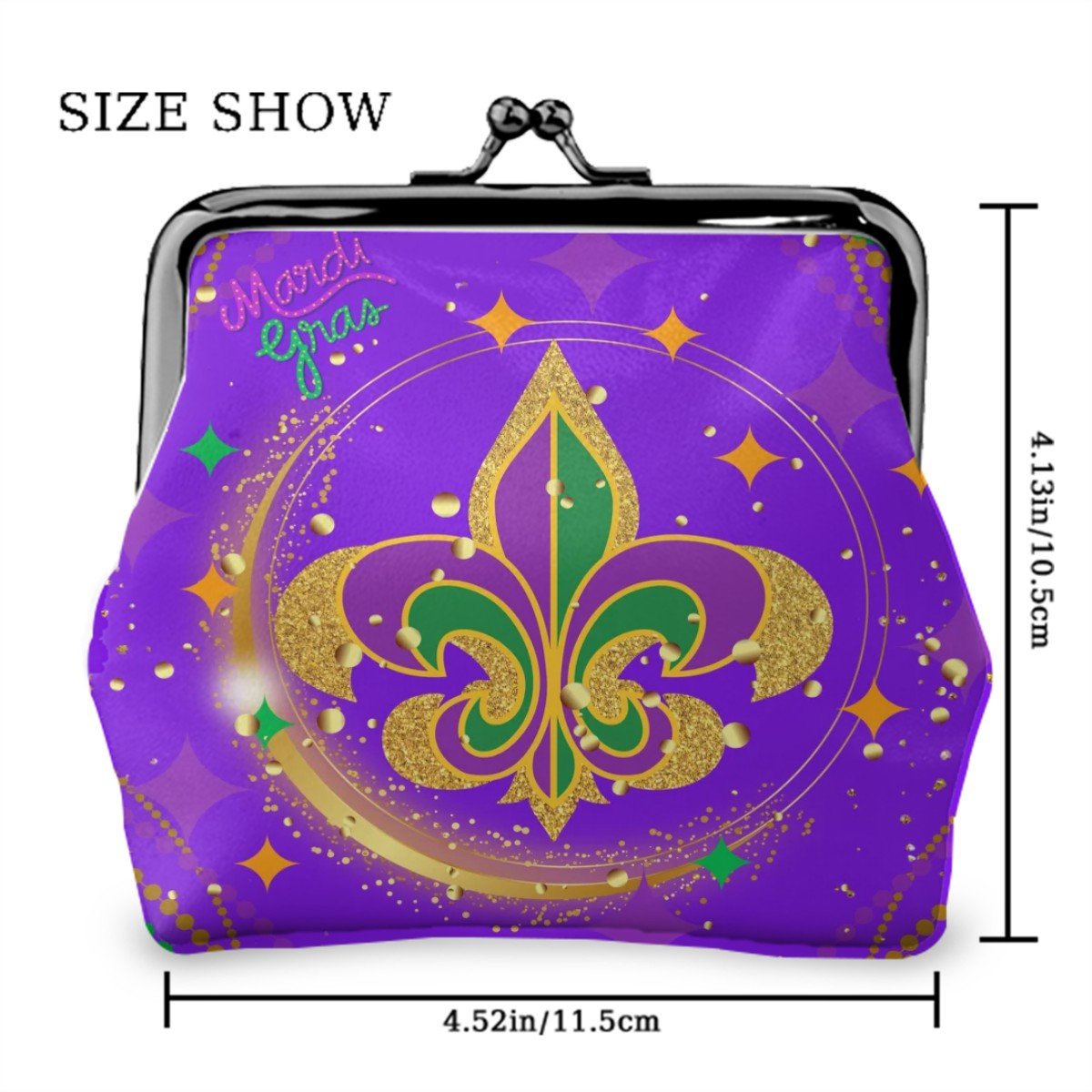 Mardi Gras Party Time Women's Leather Kiss Lock Coin Purse - Splash Of Mahj And Color Co.