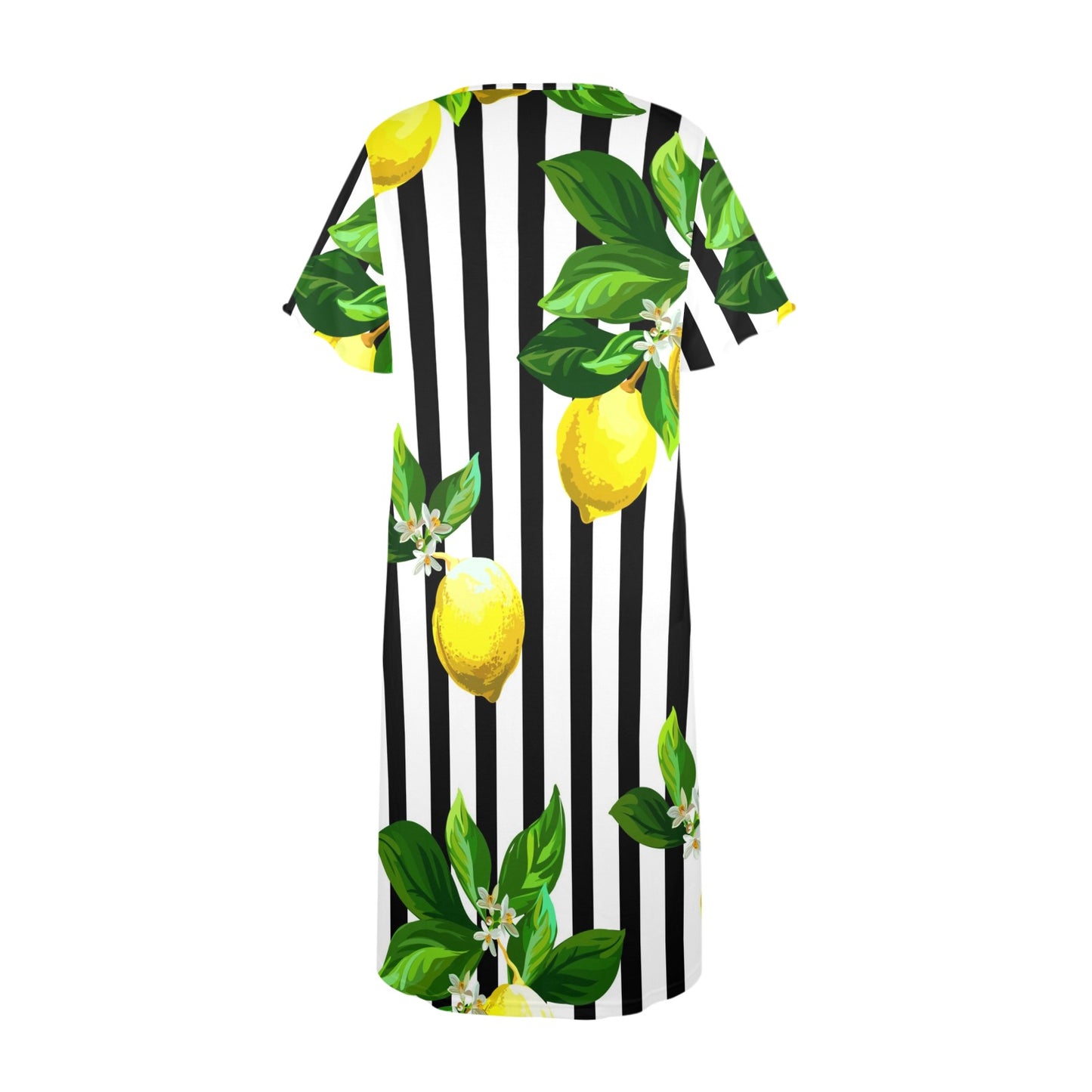Zesty Lemon Black And White Striped Preppy Women's Muumuu Dress