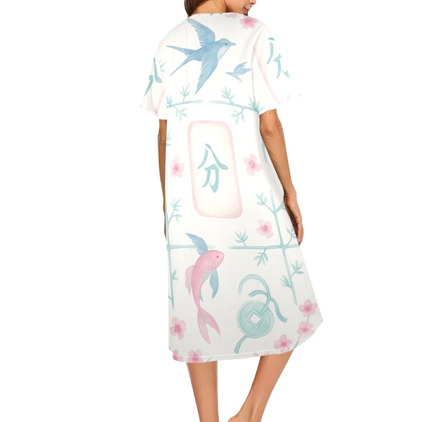 Mahjong Muumuu Dress, Pastel Pink Blue Fun Wear Mahj Lover Gift