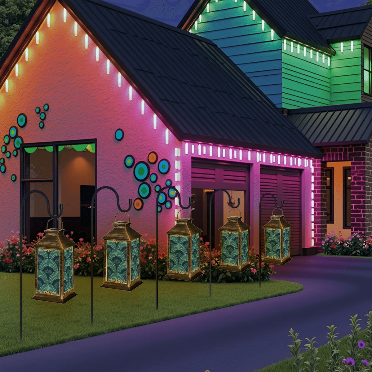 Art Deco Blue Solar Lantern - Splash of Color Co.