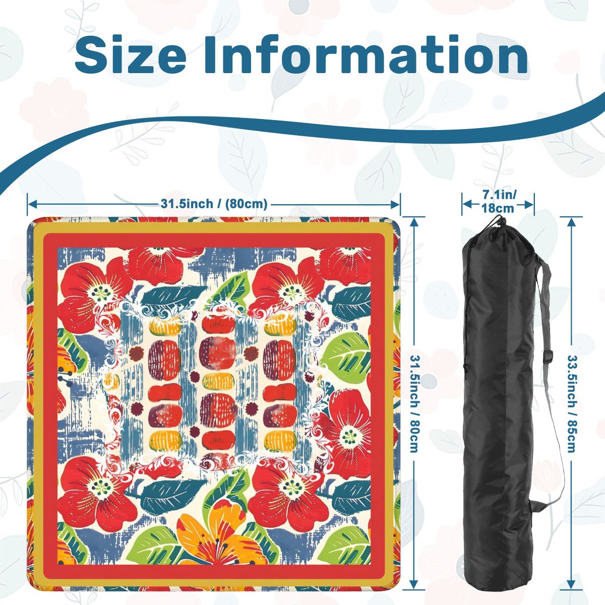 Mahjong Mat Floral Heritage Burst Of Color, Red, Teal Orange Green Tropical Mahj Mat
