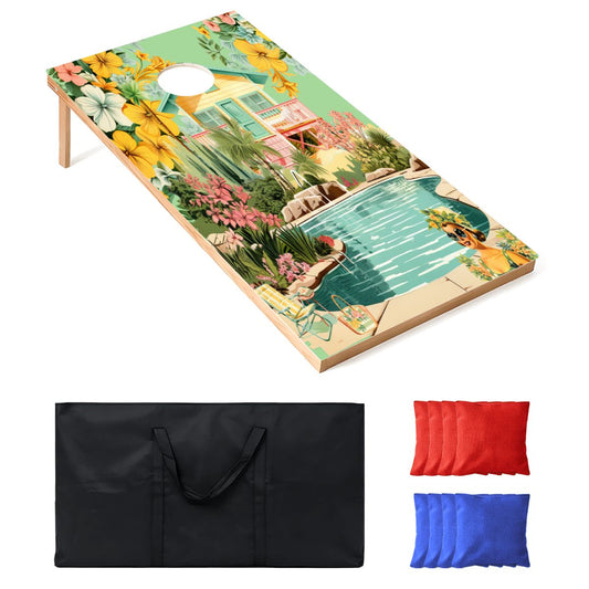 Nostalgic Coastal Beach House Cornhole Set 1Pcs - Splash Of Mahj And Color Co.