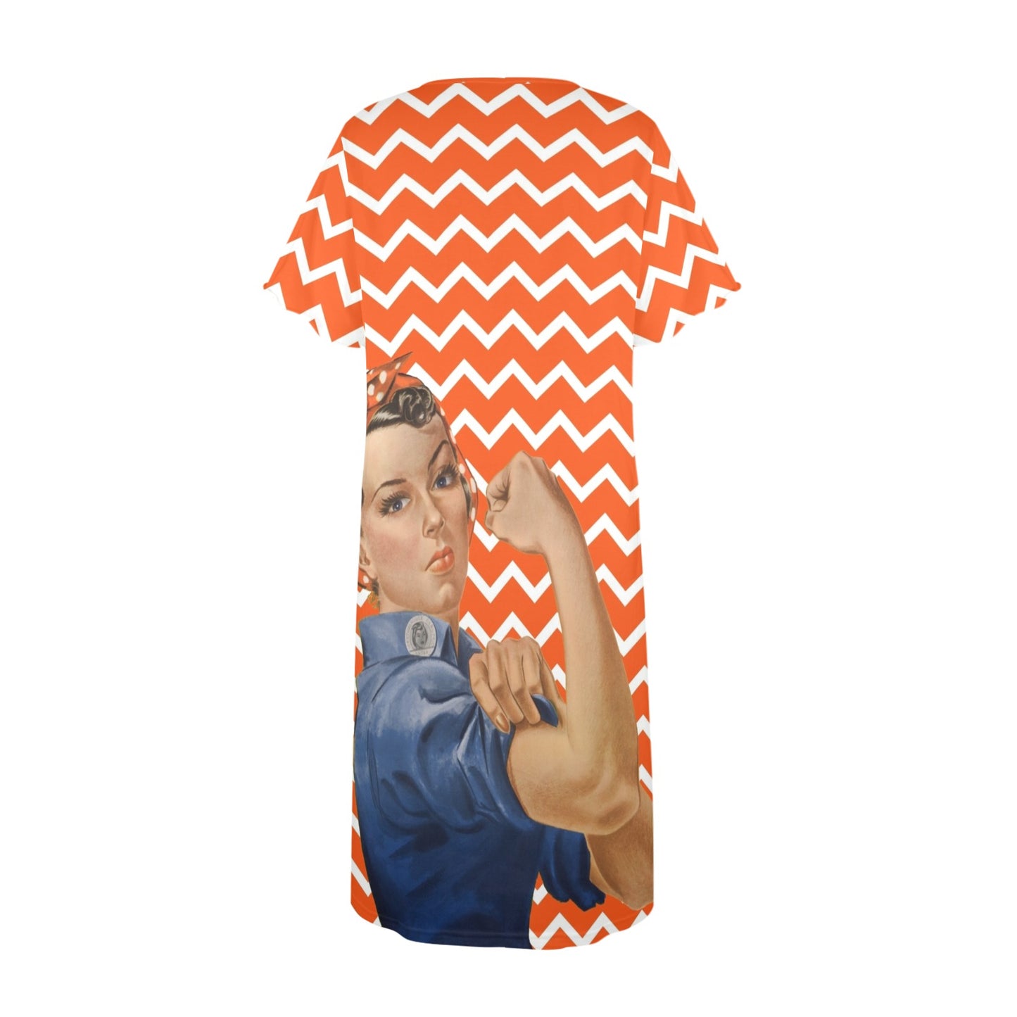 Rosie The Riveter Chevron Orange Preppy Muummu Dress