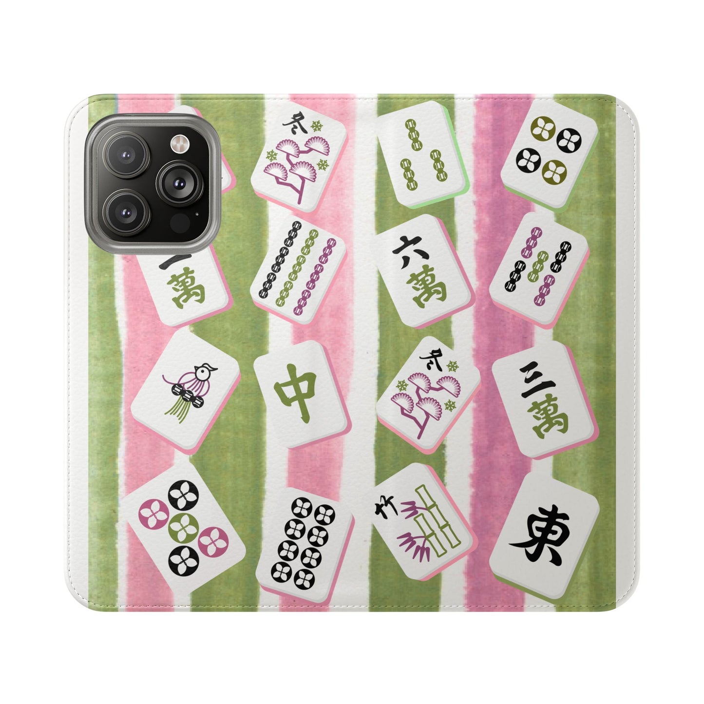 Colorful Mahjong Flip Cases for Phones, Unique Phone Cover, Gift for Gamers, Handheld Device Protection, Stylish Phone Accessory