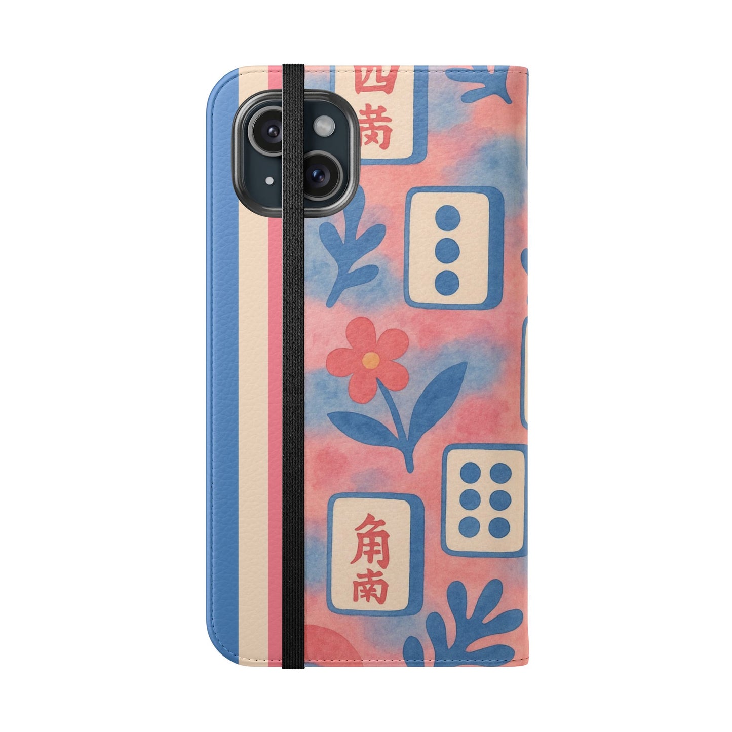Mahjong Watercolor Artistic Flip Case for Phones, Stylish Wallet Cover, Trendy Phone Accessory, Ideal Gift for Friends, Protective Phone Sleeve