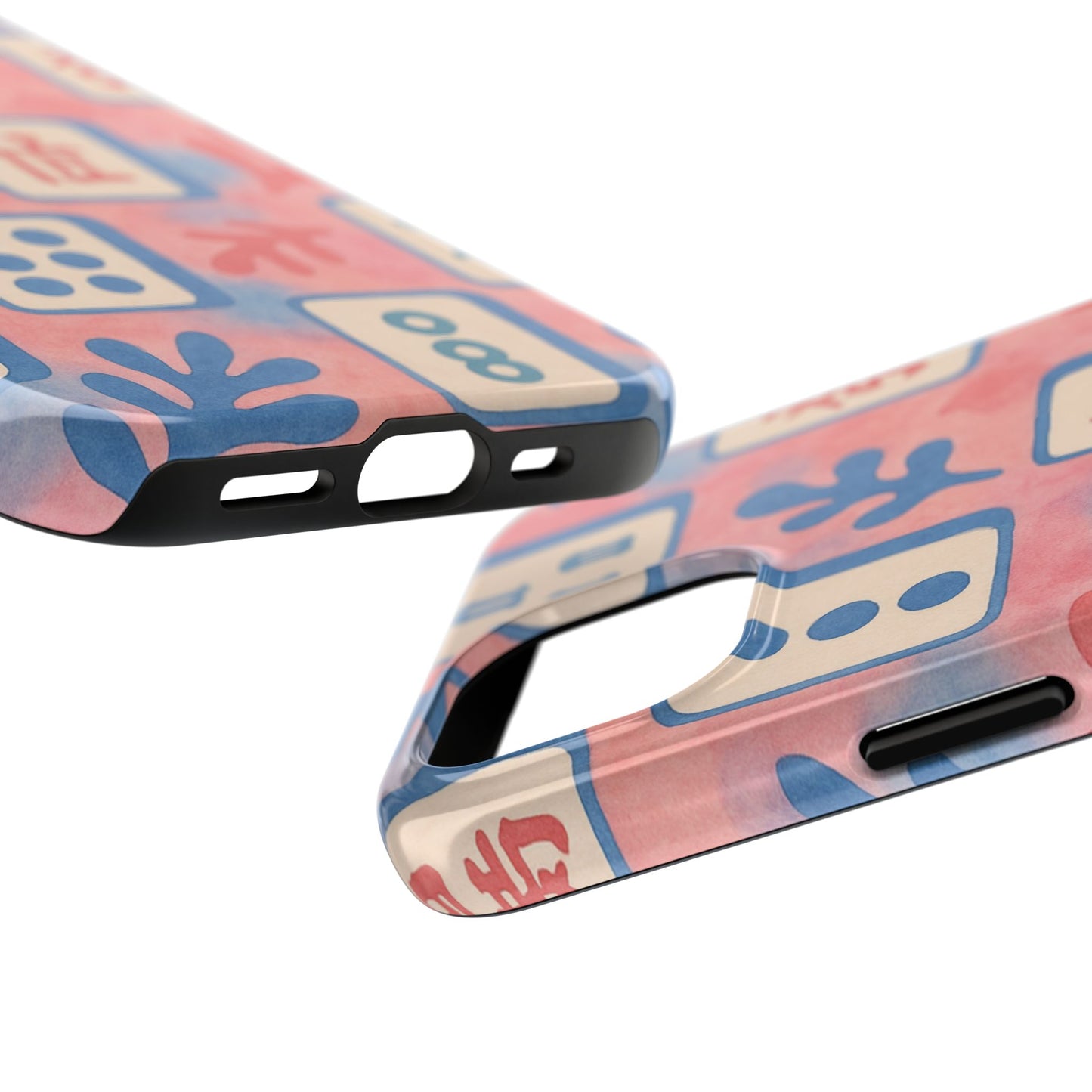 Mahjong Phone Case, Pink Pastel Blue Mahj Lover Mahjong Tile Phone Case
