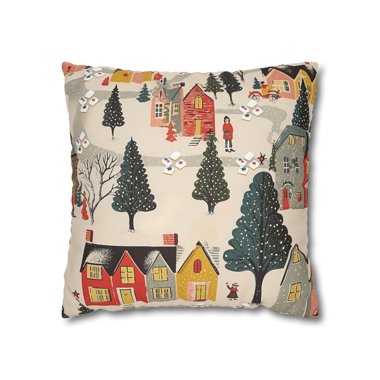 Whimsical Mahjong Christmas Cozy Holiday Accent Pillow Cover