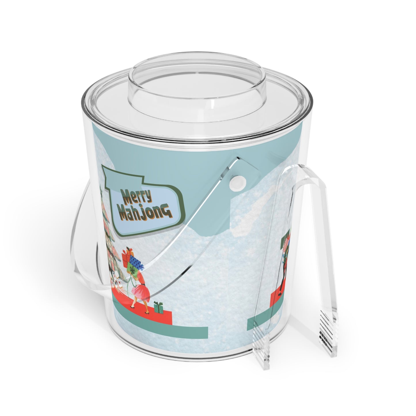 Mahjong Christmas Merry Mahjong Festive Ice Bucket with Tongs