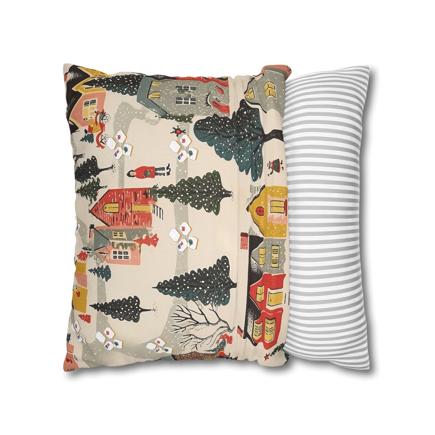 Whimsical Mahjong Christmas Cozy Holiday Accent Pillow Cover