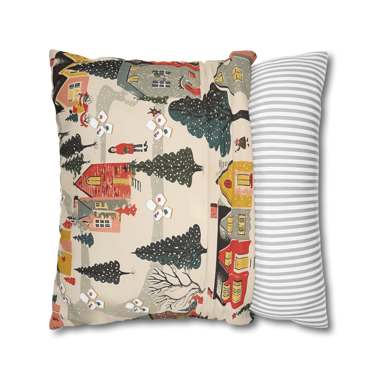 Whimsical Mahjong Christmas Cozy Holiday Accent Pillow Cover