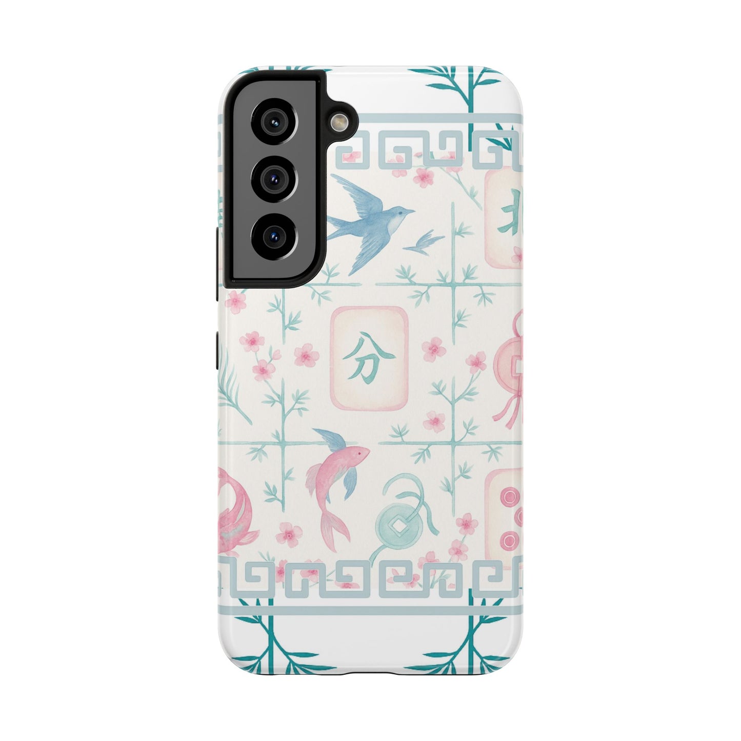 Whimsical Mahjong Tile Pastel Preppy Tough Phone Cases with Vibrant Oriental Designs Mahj Lover Gift