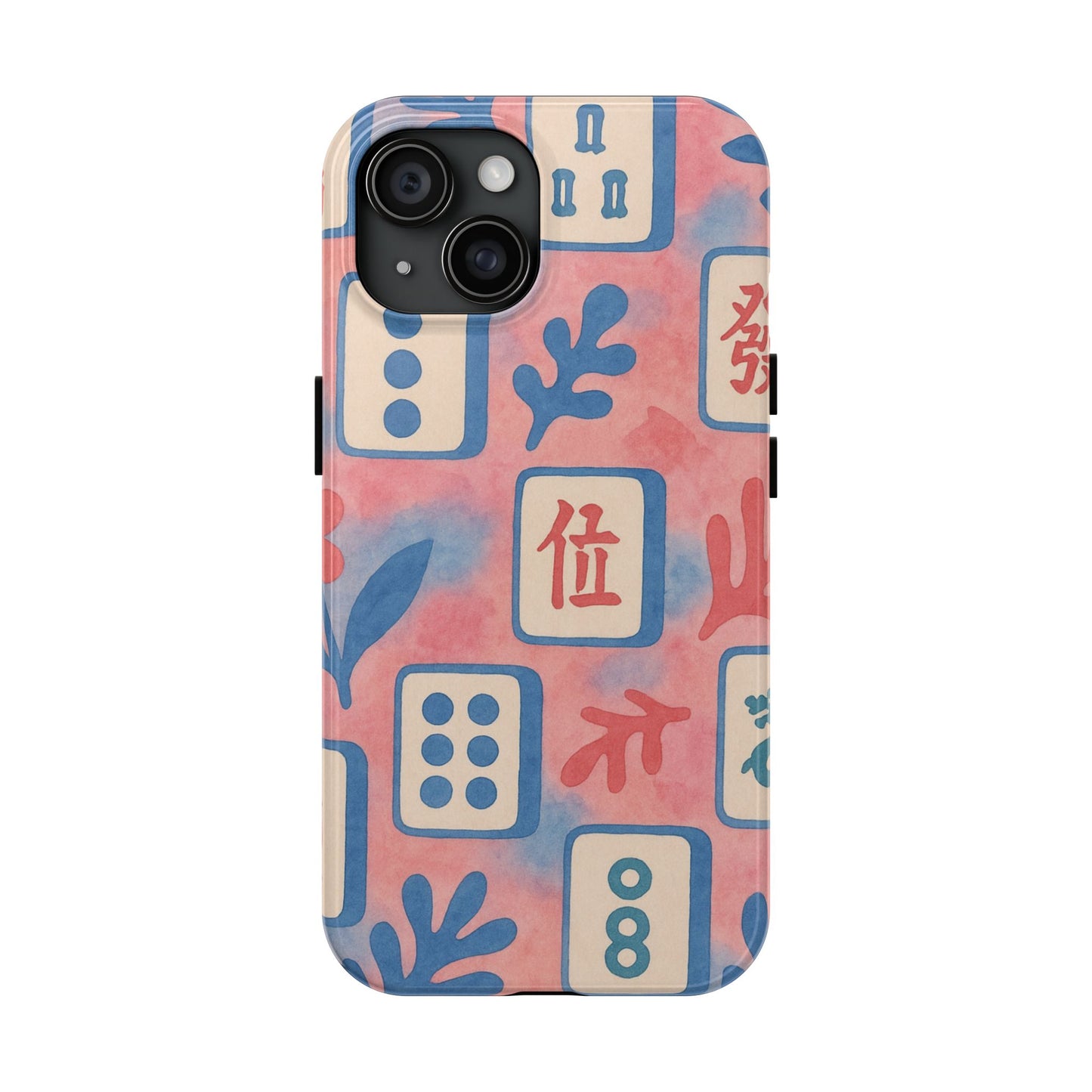 Mahjong Phone Case, Pink Pastel Blue Mahj Lover Mahjong Tile Phone Case