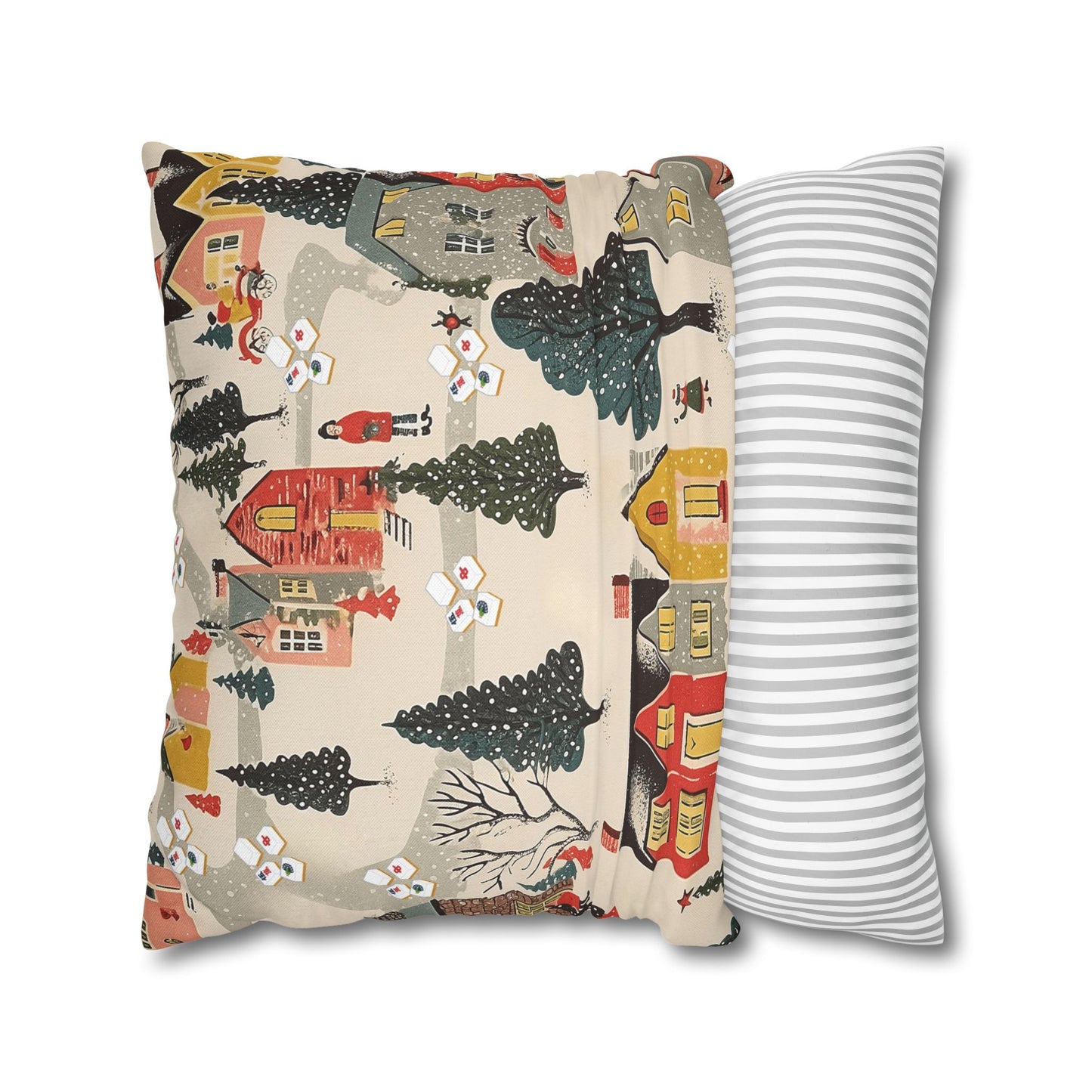 Whimsical Mahjong Christmas Cozy Holiday Accent Pillow Cover