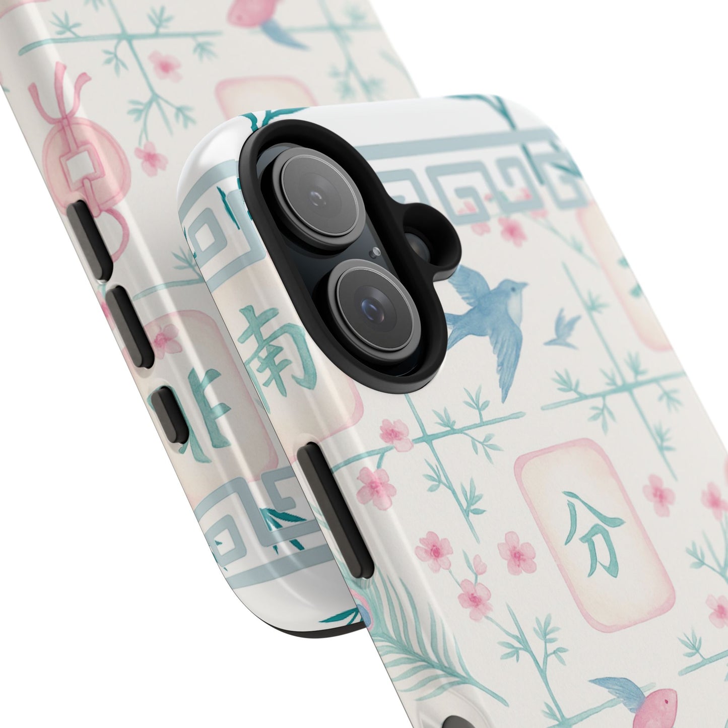 Whimsical Mahjong Tile Pastel Preppy Tough Phone Cases with Vibrant Oriental Designs Mahj Lover Gift