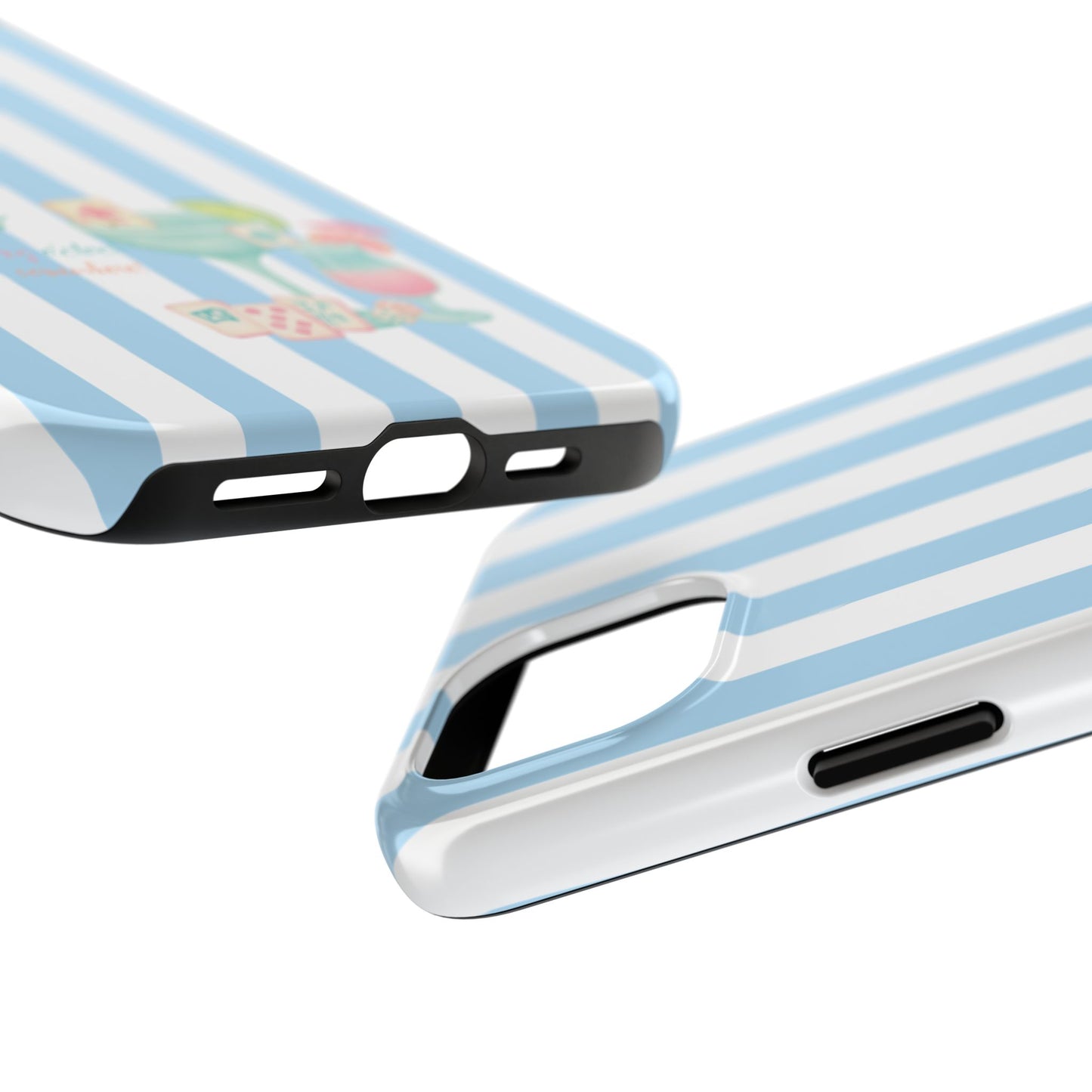Mahjong Phone Case, Funny It's Kong O' Clock Somewhere, Blue White Preppy Style