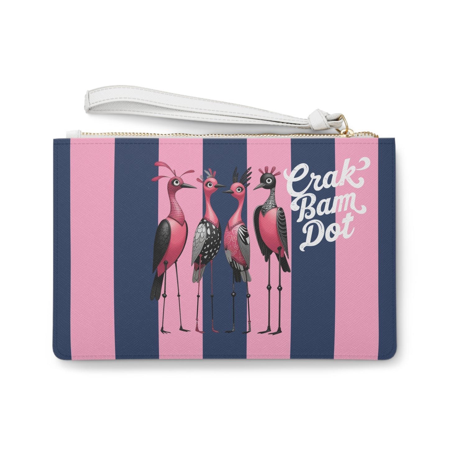 Crak Bam Dot Mahjong Clutch Chic Clutch Bag with Whimsical Flamingos Bird Queens Mahj Gift Idea