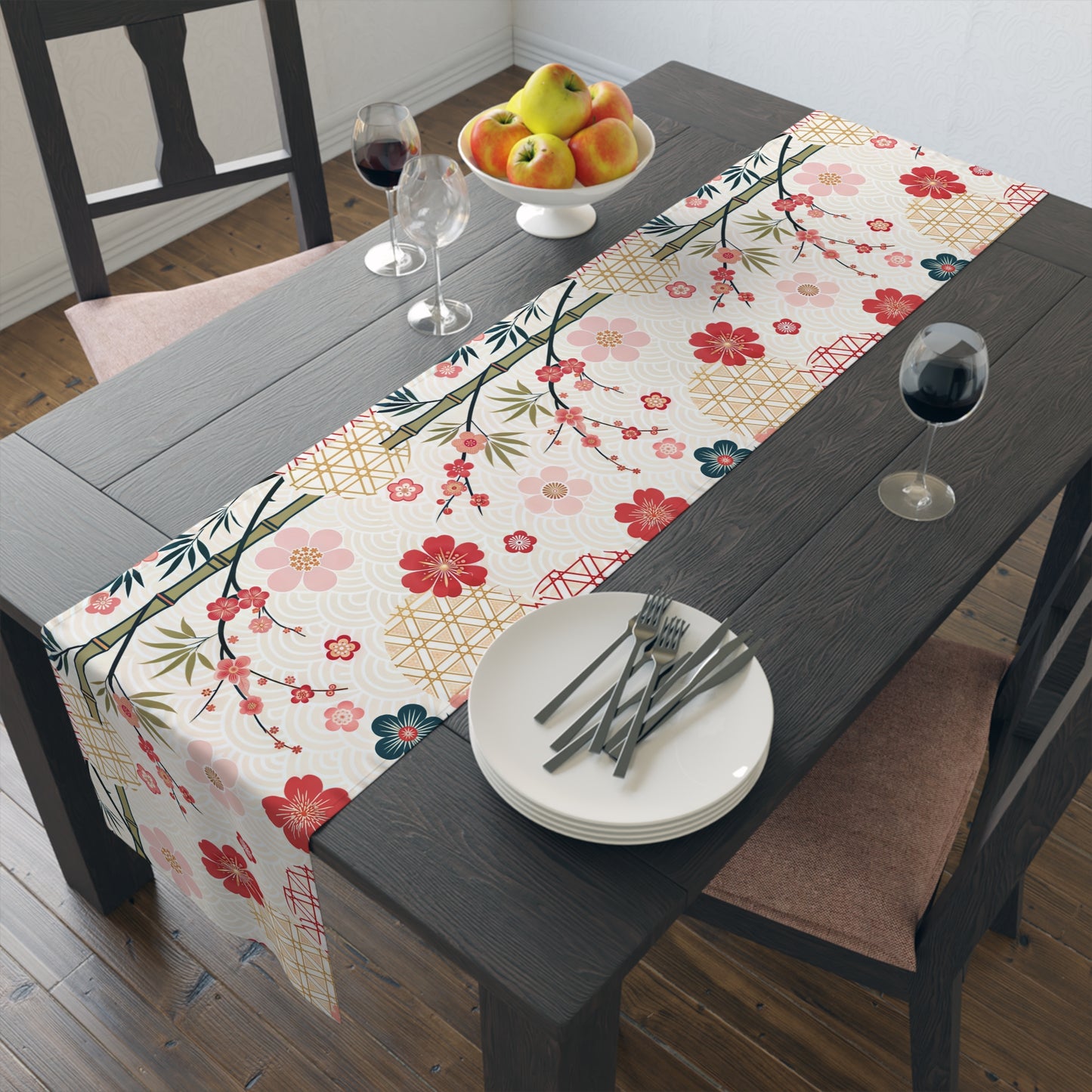 Asian Inspired Mahjong Elegant Floral Table Runner for Dining, Perfect Gatherings, Mahj Parties Weddings, Holidays, and Special Occasions