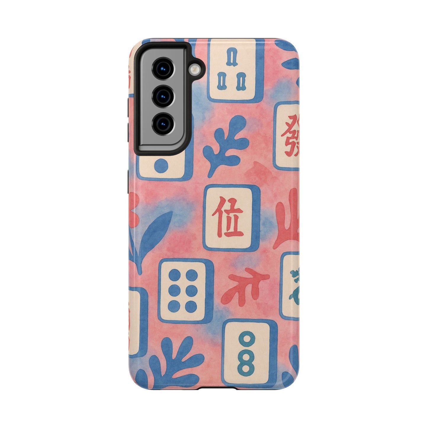 Mahjong Phone Case, Pink Pastel Blue Mahj Lover Mahjong Tile Phone Case