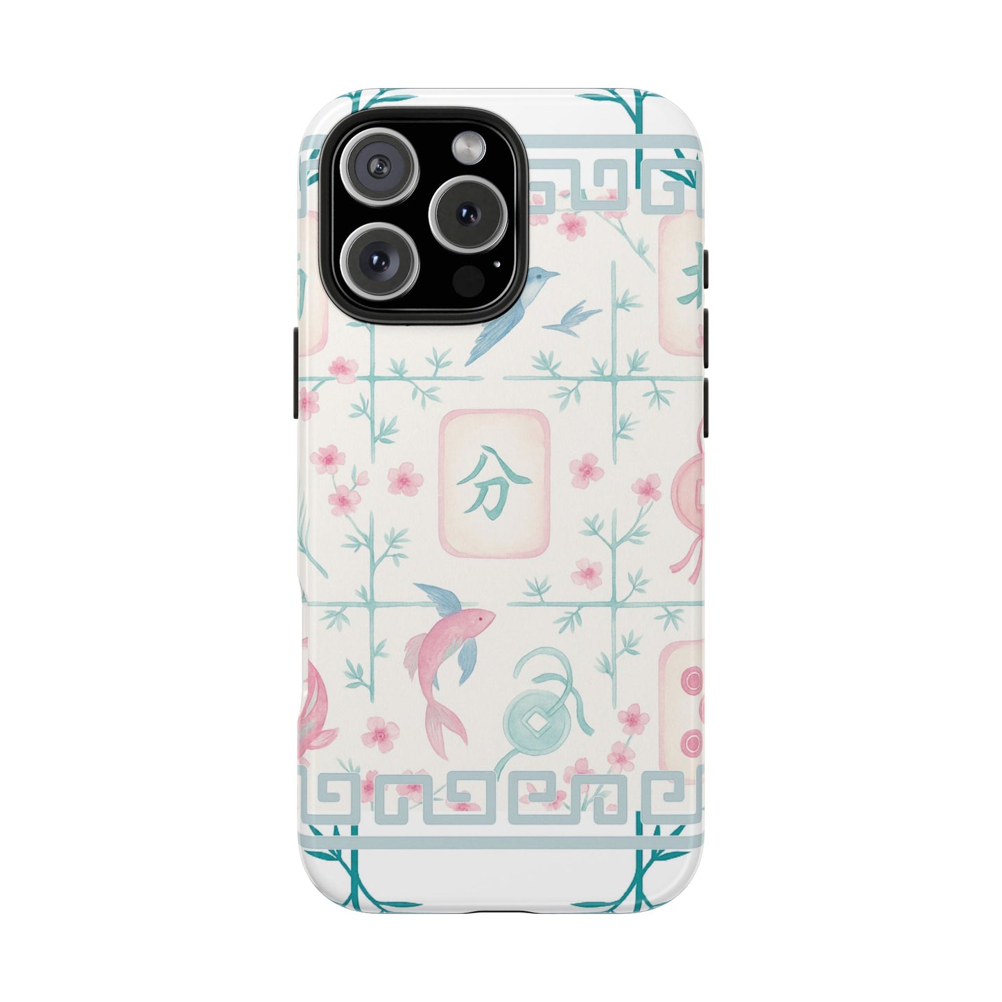 Whimsical Mahjong Tile Pastel Preppy Tough Phone Cases with Vibrant Oriental Designs Mahj Lover Gift