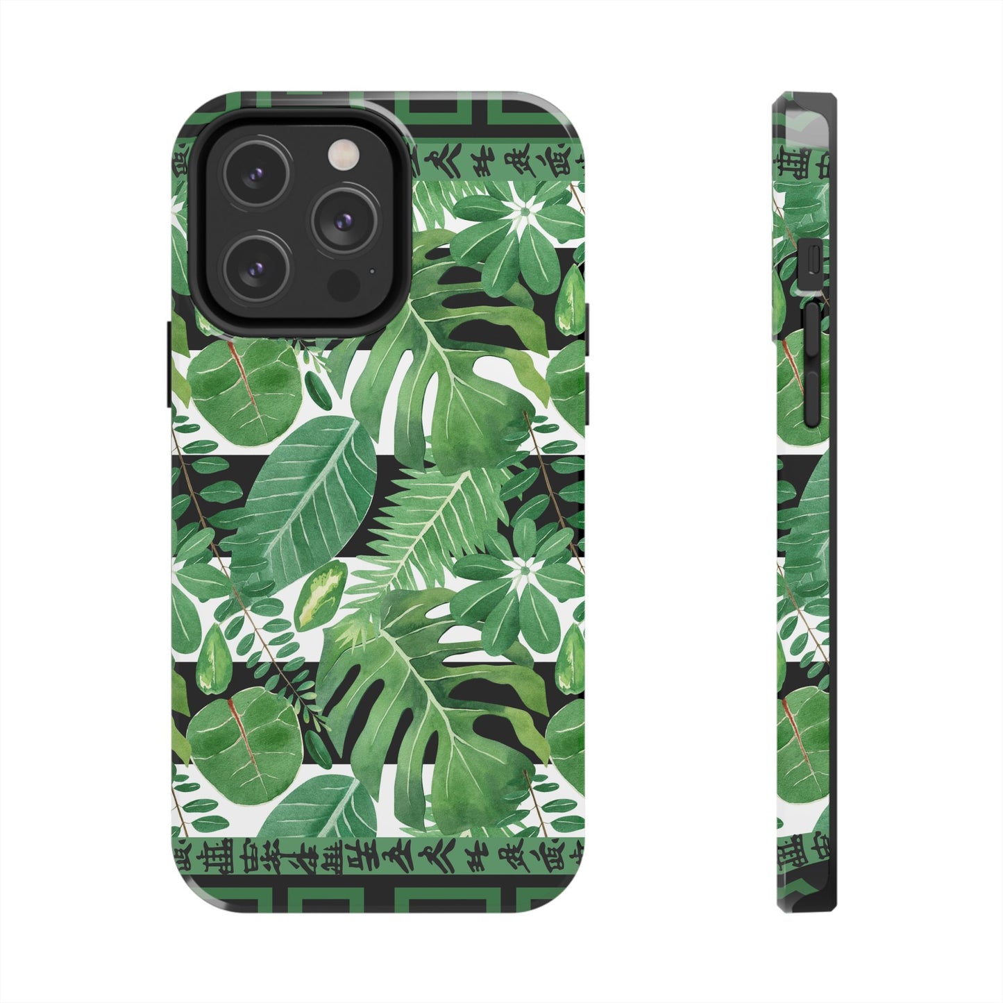 Tropical Mahjong Phone Case Tough Phone Case, Monstera Boho Style
