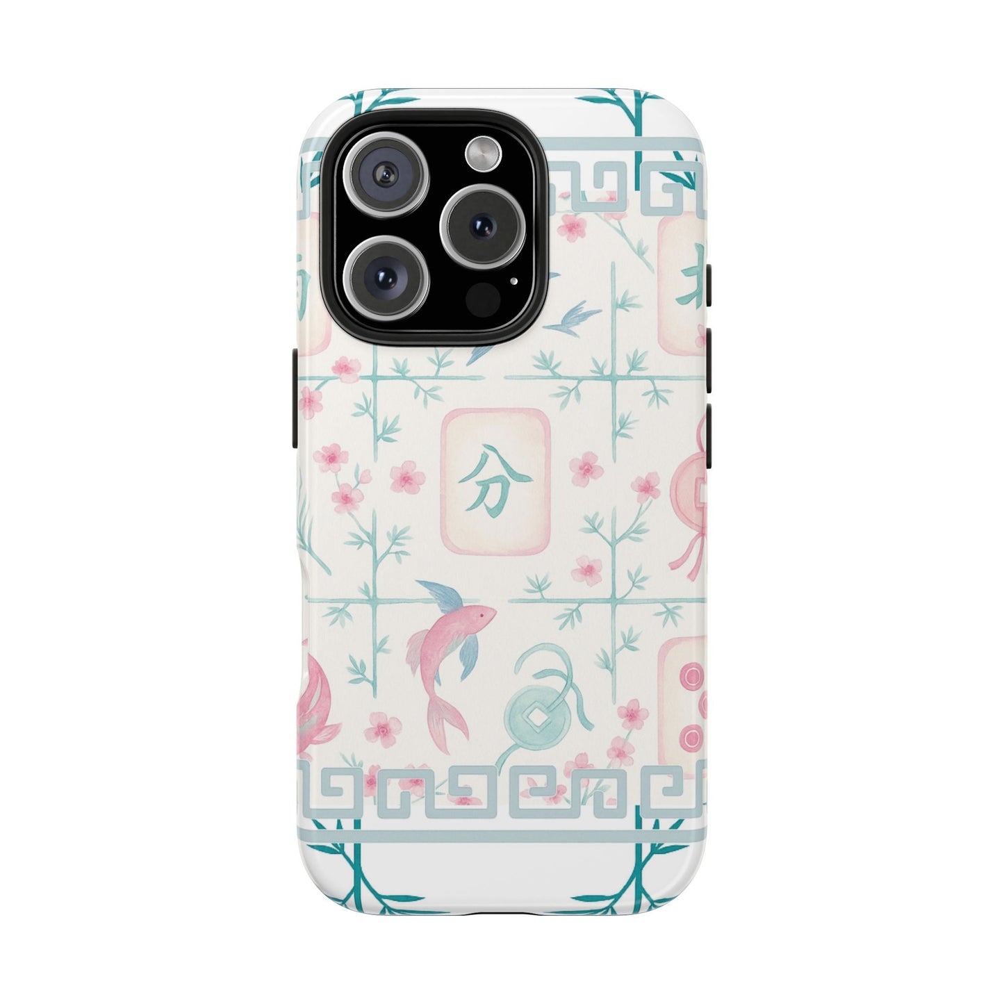 Whimsical Mahjong Tile Pastel Preppy Tough Phone Cases with Vibrant Oriental Designs Mahj Lover Gift