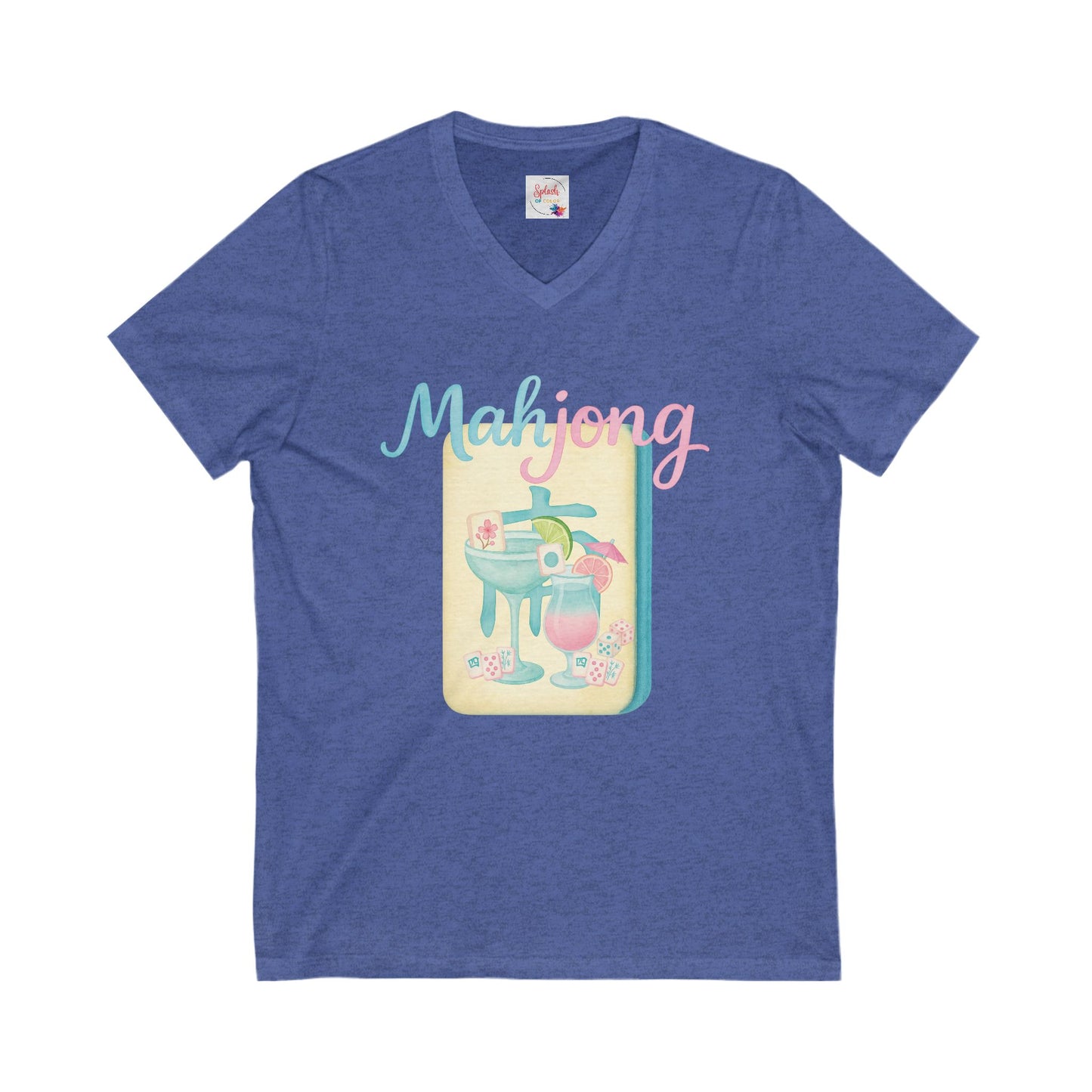 Mahjong V-Neck Tee for Game Nights, Relaxed Style for Board Game Lovers, Perfect Gift for Mahjong Enthusiasts, Casual Wear, Fun Tee