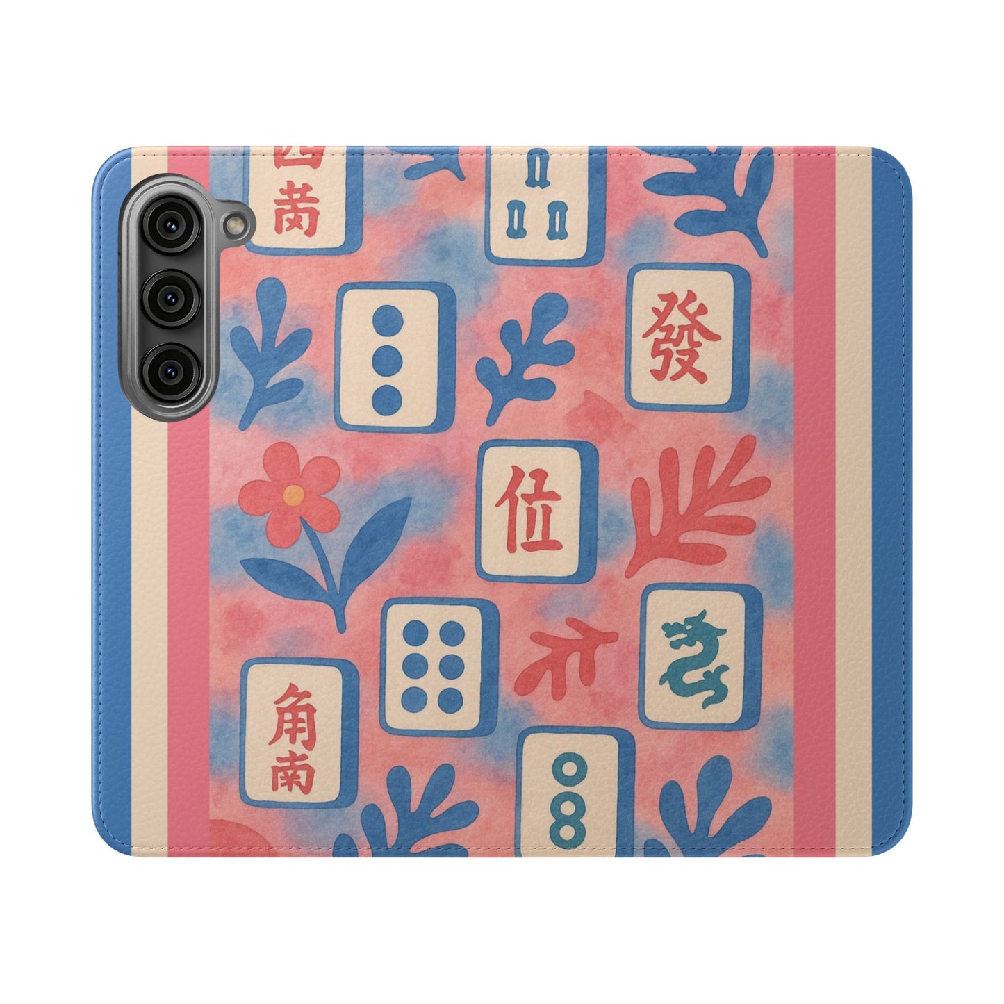 Mahjong Watercolor Artistic Flip Case for Phones, Stylish Wallet Cover, Trendy Phone Accessory, Ideal Gift for Friends, Protective Phone Sleeve