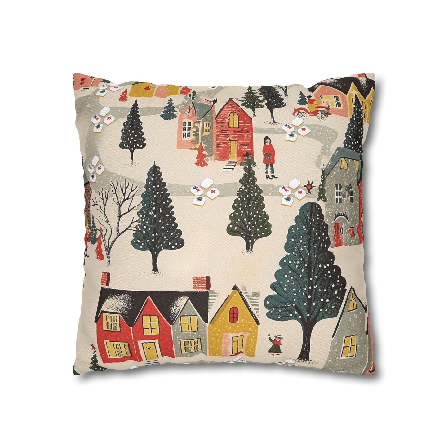 Whimsical Mahjong Christmas Cozy Holiday Accent Pillow Cover