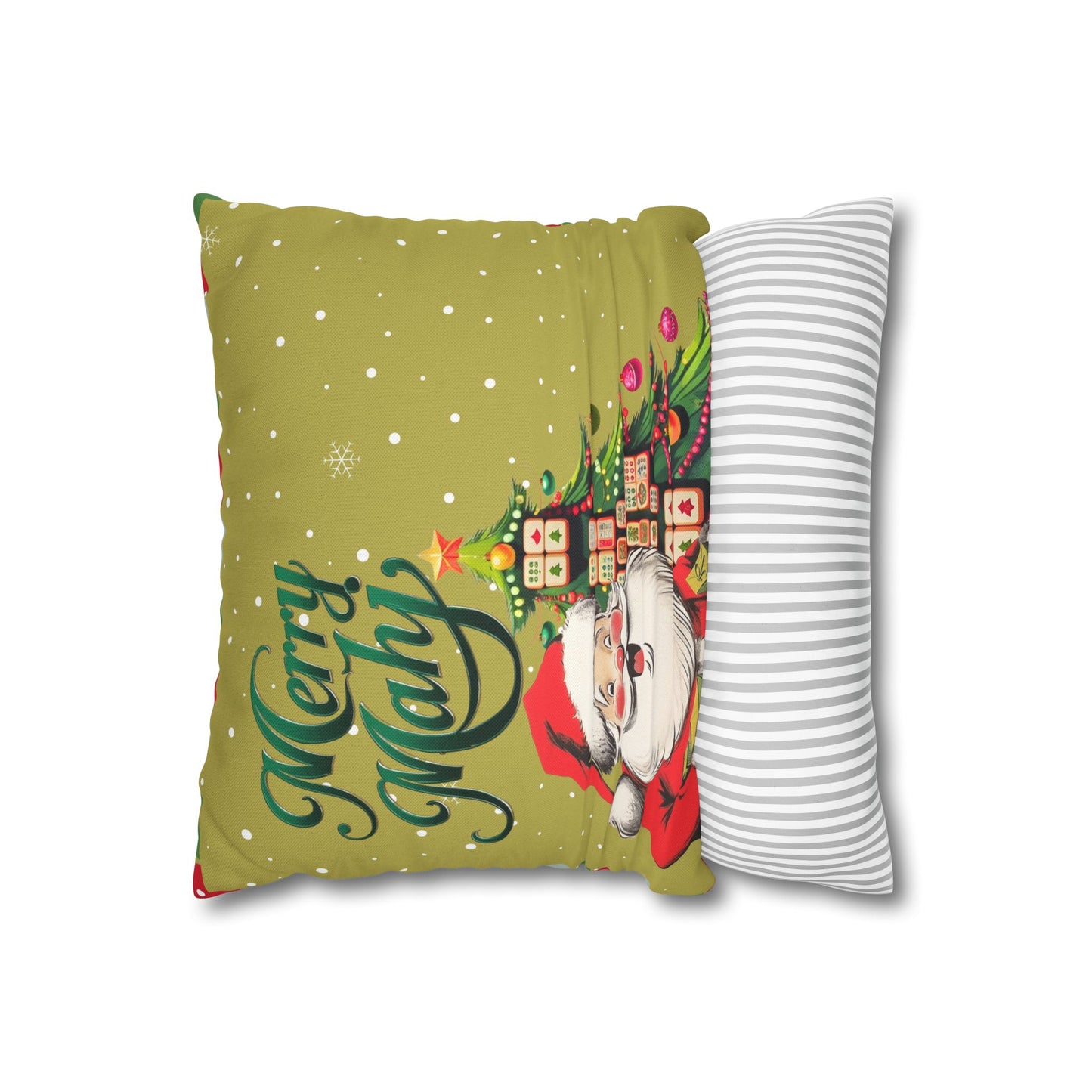Merry Mahj Mahjong Christmas Festive Pillowcase, Whimsical Holiday Accent Pillowcase