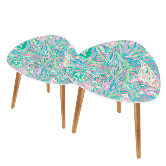 Preppy Pastel Watercolor Tropical Modern Nesting Tables - Splash of Color Co.