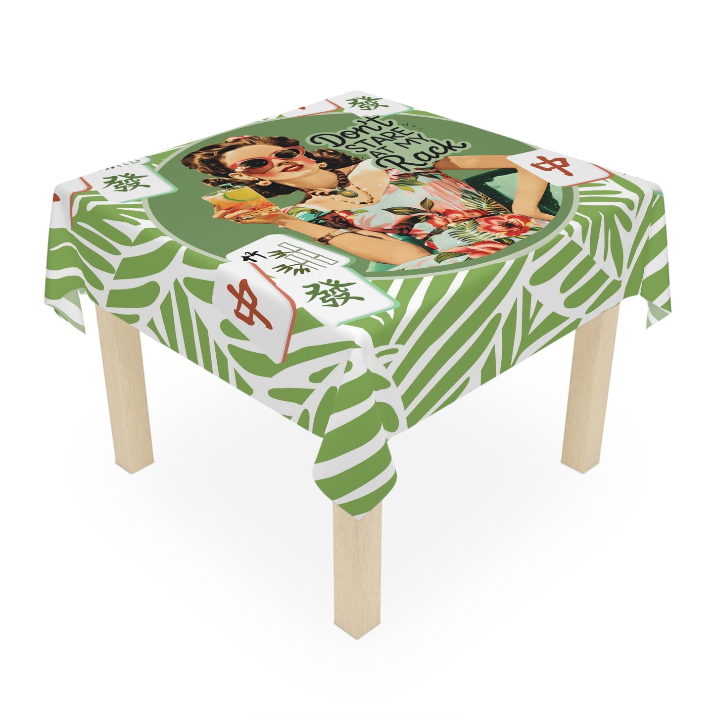 Funny Mahjong, Don't Stare At My Rack, Vintage Tropical Tablecloth For Mahjong Game Night Mom Mahjongg Gift