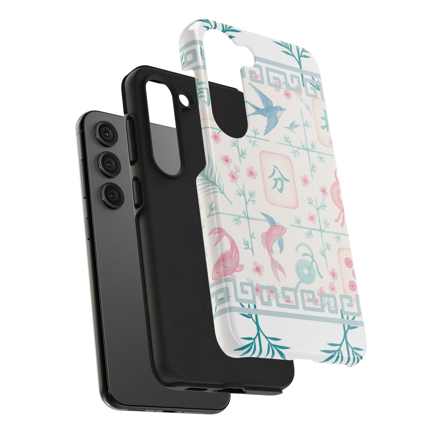 Whimsical Mahjong Tile Pastel Preppy Tough Phone Cases with Vibrant Oriental Designs Mahj Lover Gift