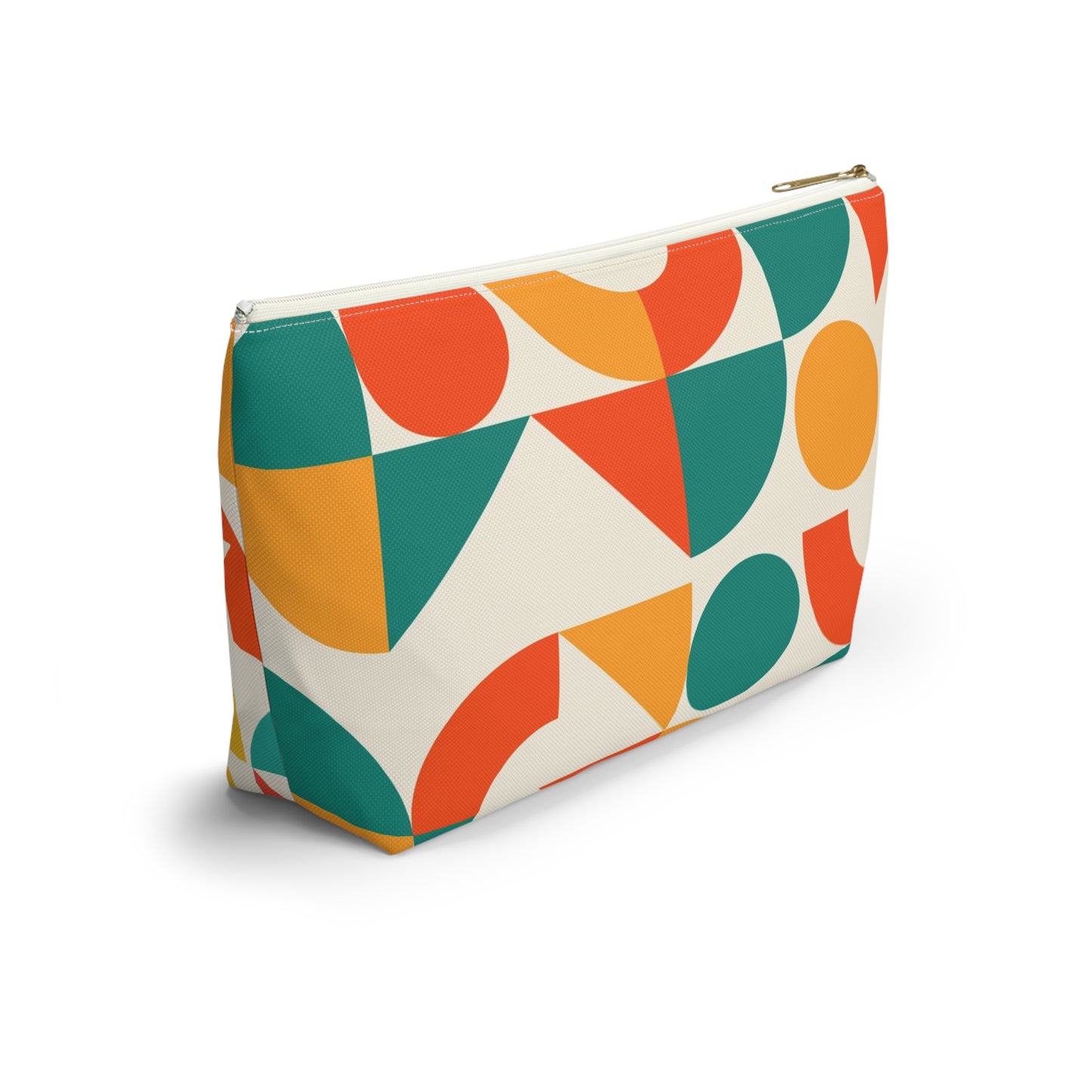 Mahjong Tile Tote Pouch, Colorful Geometric Orange, Yellow, Teal Mahj On Accessory Pouch