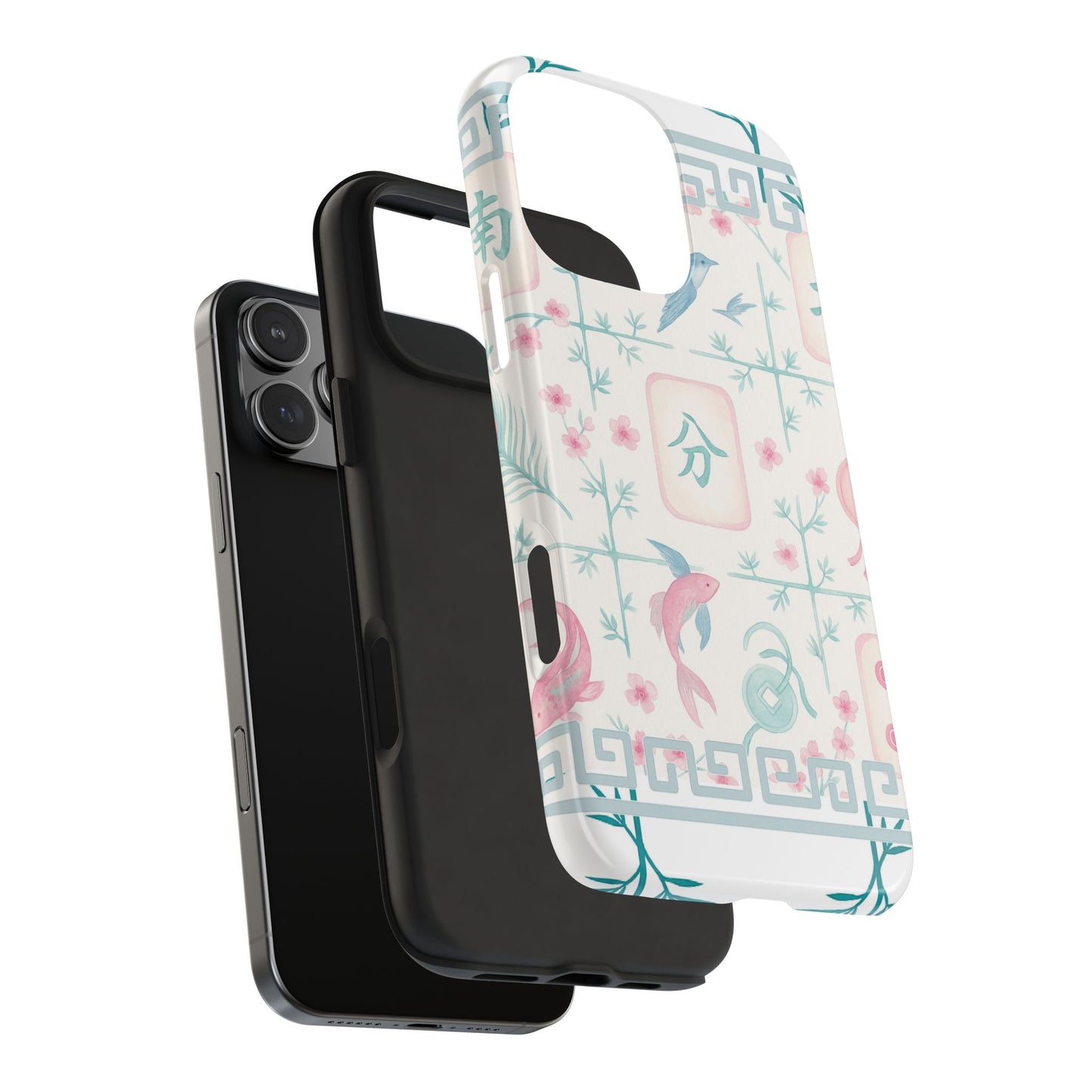 Whimsical Mahjong Tile Pastel Preppy Tough Phone Cases with Vibrant Oriental Designs Mahj Lover Gift