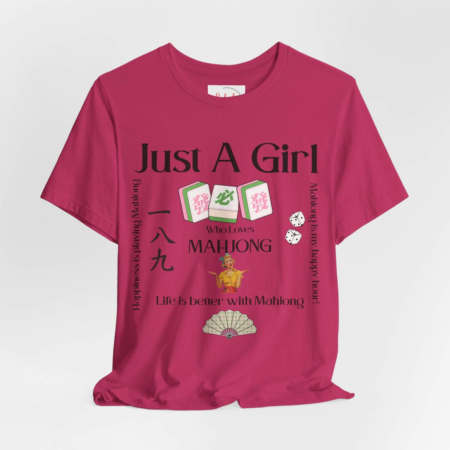 Just A Girl Who Loves Mahjong T-Shirt | Mahjong Tiles, Fan Graphic - Splash of Color Co.