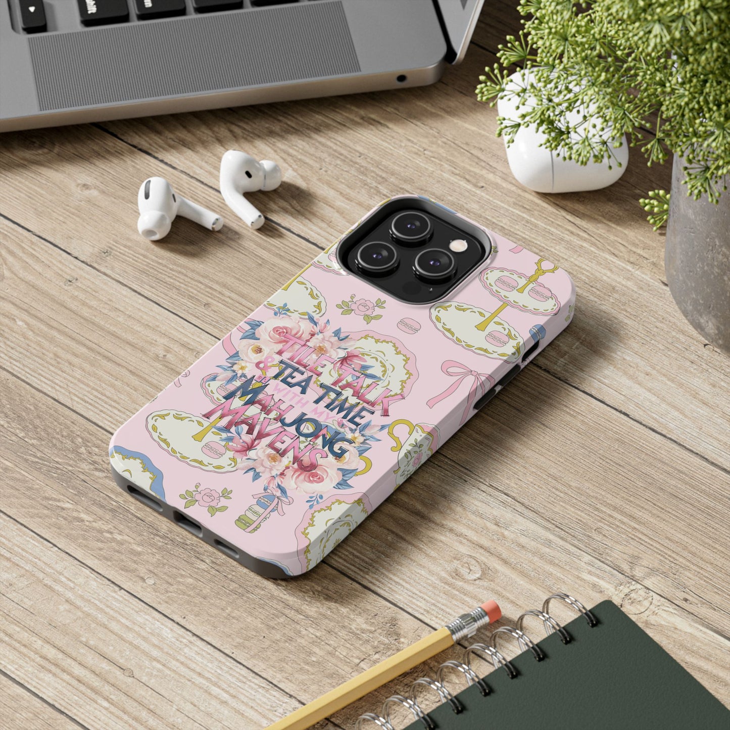 Tea Time Mahjong Phone Case - Stylish Tough Phone Case for Gamers, Tea Lovers, Unique Gift, Protection, Fun Design
