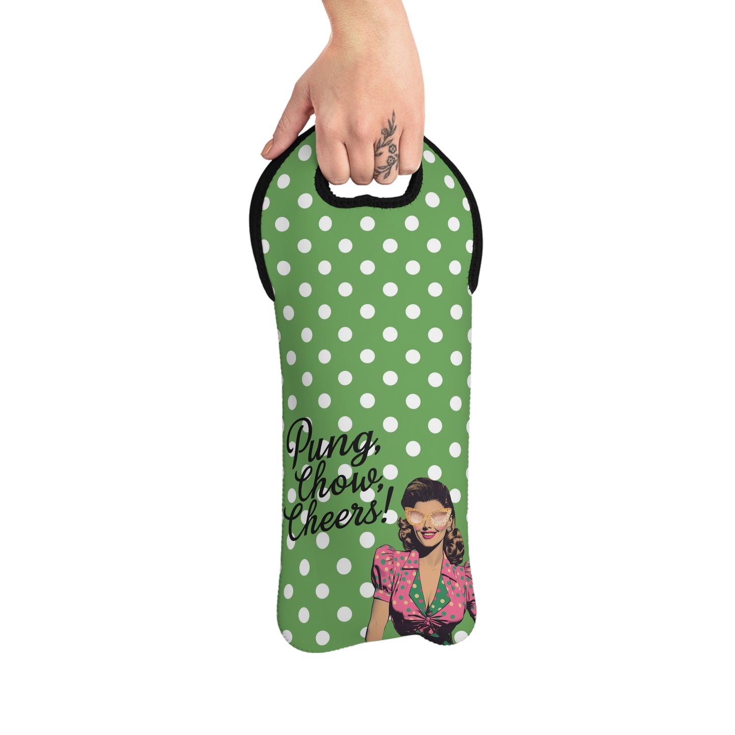 Mahjong Wine Tote, Hostess Gift, Funny Mahjong Gift, Pung Chow, Cheers Vintage Style Wine Tote Bag