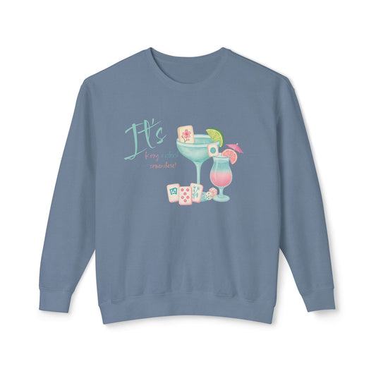 Mahjong Cocktail Funny It's Kong O'Clock Somewhere Unisex Lightweight Crewneck Sweatshirt