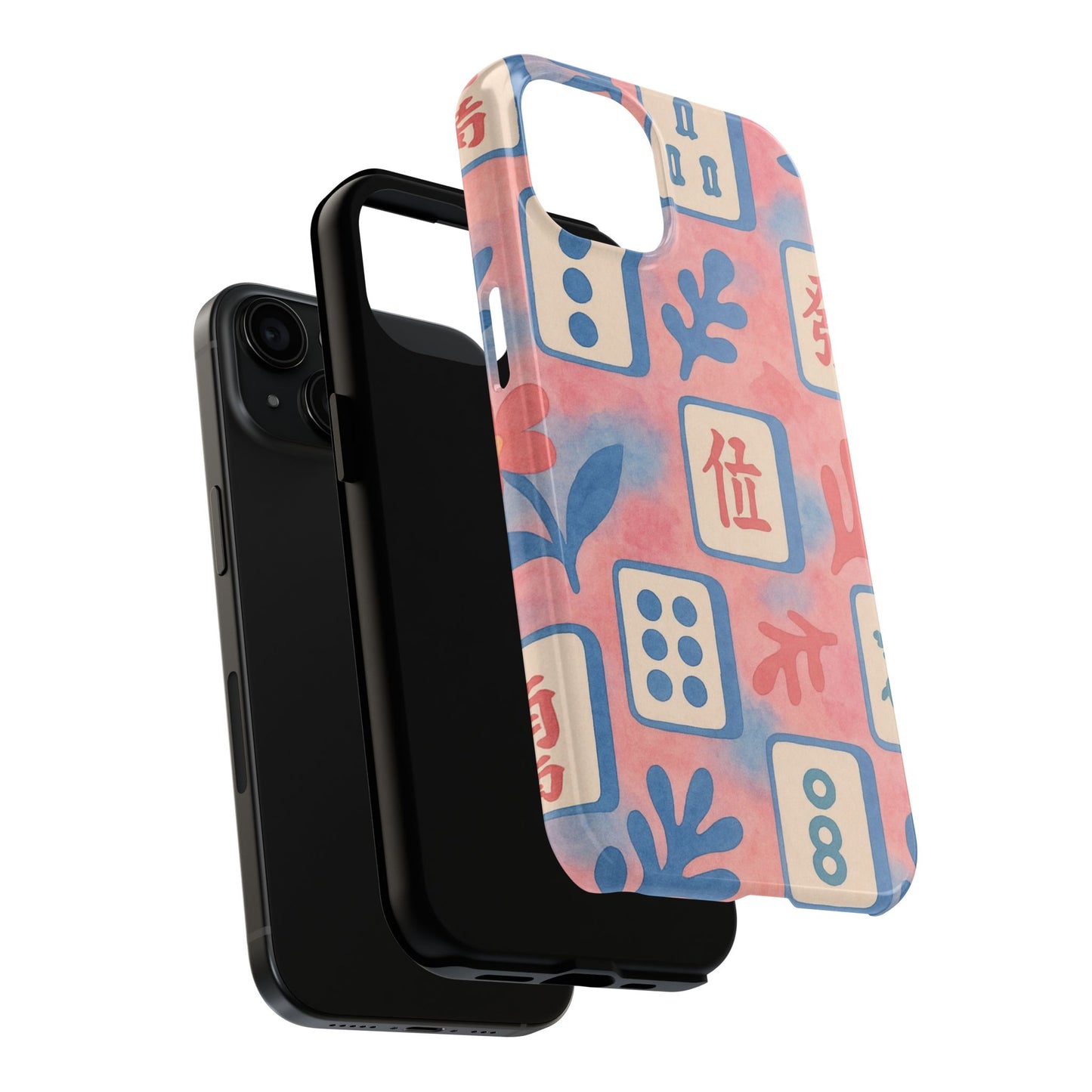 Mahjong Phone Case, Pink Pastel Blue Mahj Lover Mahjong Tile Phone Case