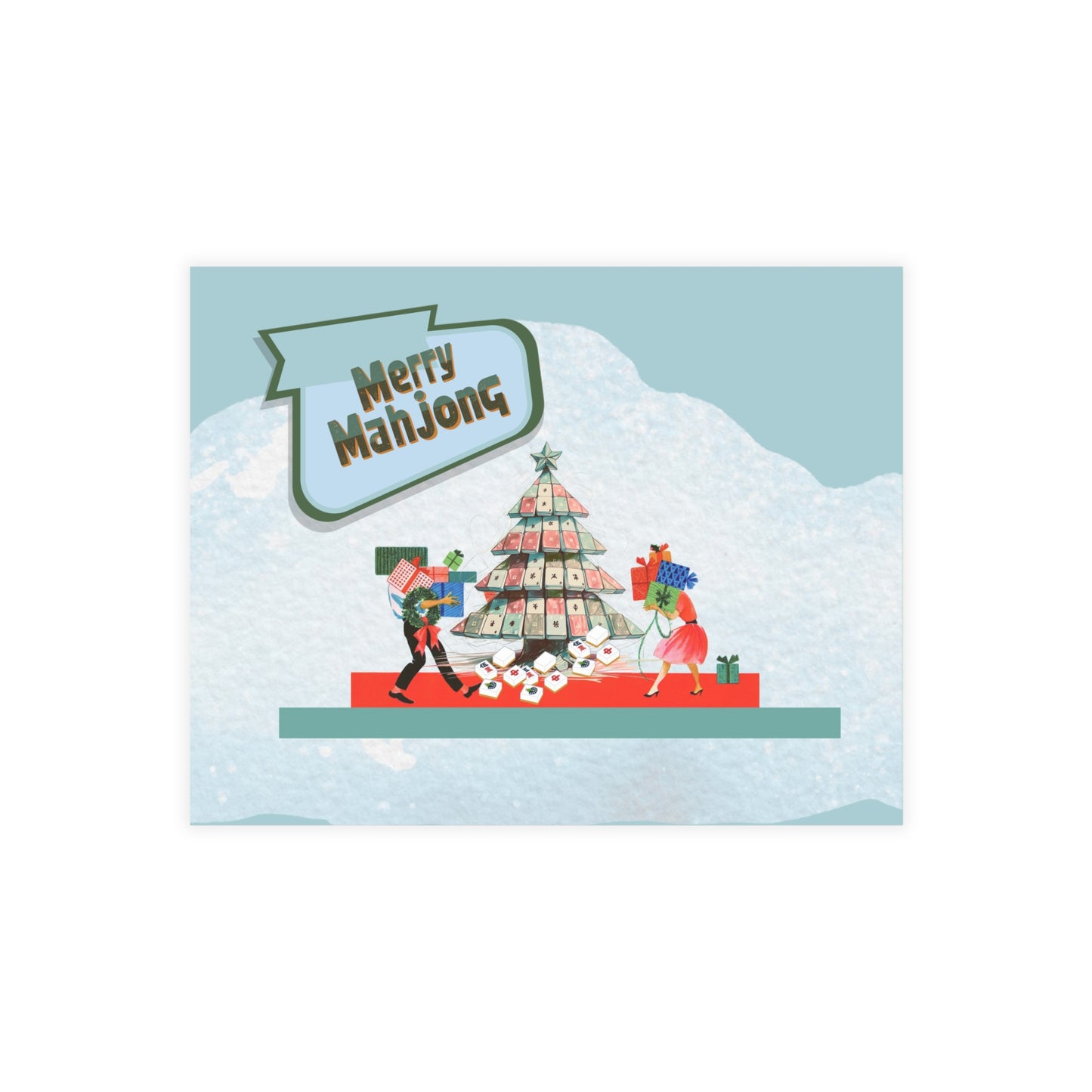Festive Merry Mahjong Postcard Christmas Card Bundle | Holiday Greetings for Players | Fun Gift for Friends & Family, Mahjong Enthusiasts, Christmas