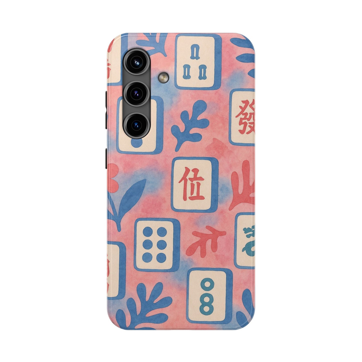 Mahjong Phone Case, Pink Pastel Blue Mahj Lover Mahjong Tile Phone Case