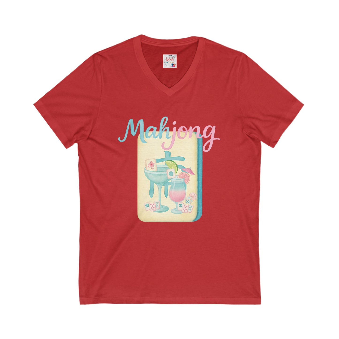 Mahjong V-Neck Tee for Game Nights, Relaxed Style for Board Game Lovers, Perfect Gift for Mahjong Enthusiasts, Casual Wear, Fun Tee