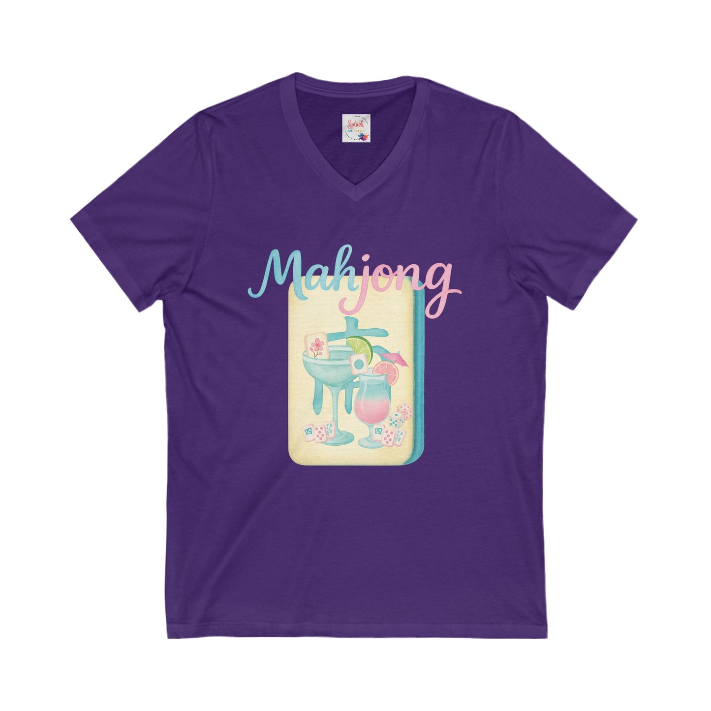 Mahjong V-Neck Tee for Game Nights, Relaxed Style for Board Game Lovers, Perfect Gift for Mahjong Enthusiasts, Casual Wear, Fun Tee