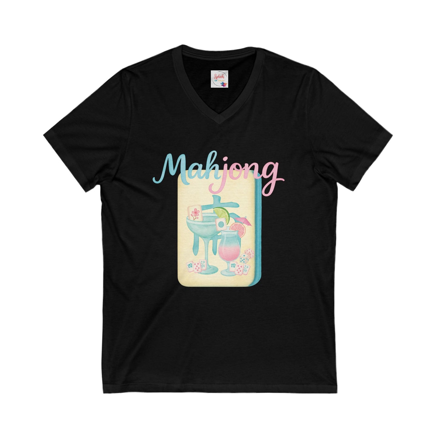 Mahjong V-Neck Tee for Game Nights, Relaxed Style for Board Game Lovers, Perfect Gift for Mahjong Enthusiasts, Casual Wear, Fun Tee