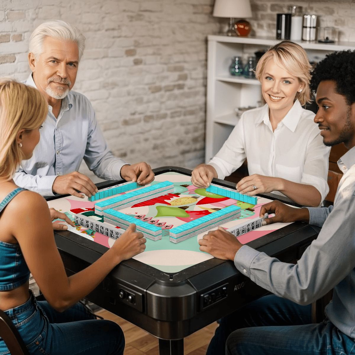 Very Merry And Bright Nostalgic Christmas Mahjong Mat - Splash Of Mahj And Color Co.